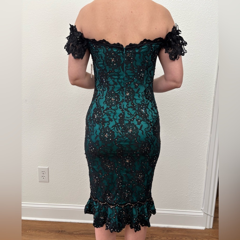 Mandalay Cocktail Dress in Black & Turquoise NWT - Picture 5 of 11